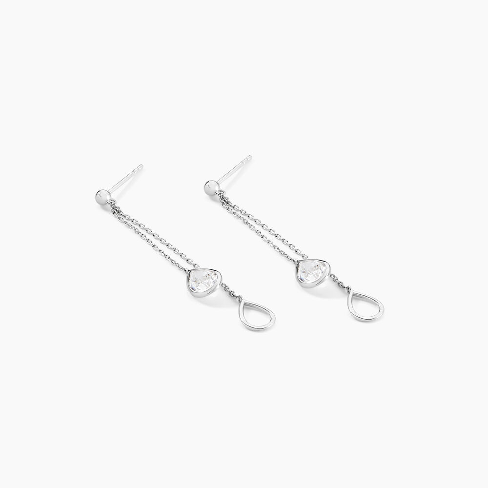 Boucles D'oreilles Pendantes Emerika Or Blanc Oxyde De Zirconium - Pendantes Femme | Marc Orian