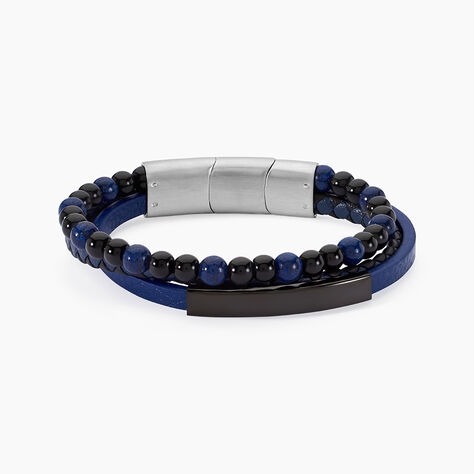 Bracelet Jourdan Hercule Cuir Multicolore Onyx Lapis Lazuli - Bijoux Homme | Marc Orian