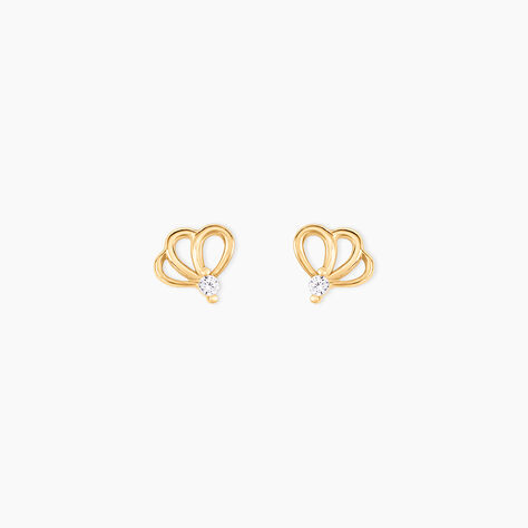 Boucles D'oreilles Puces Edvige Fleur Or Jaune Oxyde De Zirconium - Puces Femme | Marc Orian