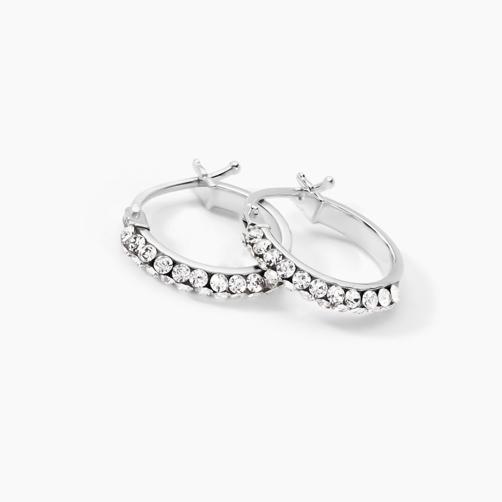 Cr&eacute;oles Sandrine Or Blanc Strass - Cr&eacute;oles Femme | Marc Orian