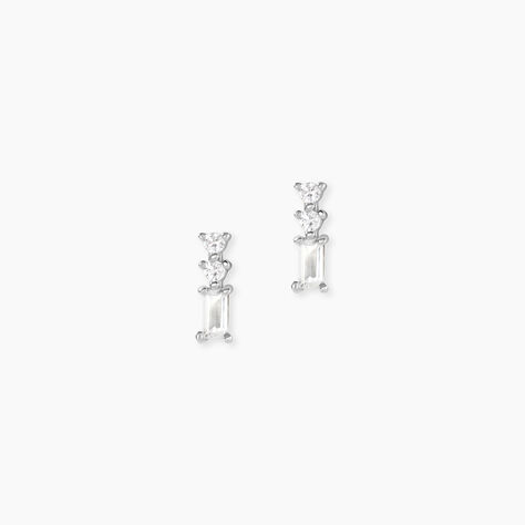 Boucles D'oreilles Puces Iolyn Argent Blanc Oxyde De Zirconium - Puces Femme | Marc Orian