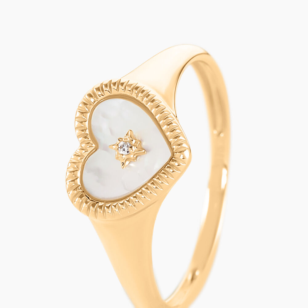 Chevalière Bronte Or Jaune Nacre Diamant - Chevalières Femme | Marc Orian