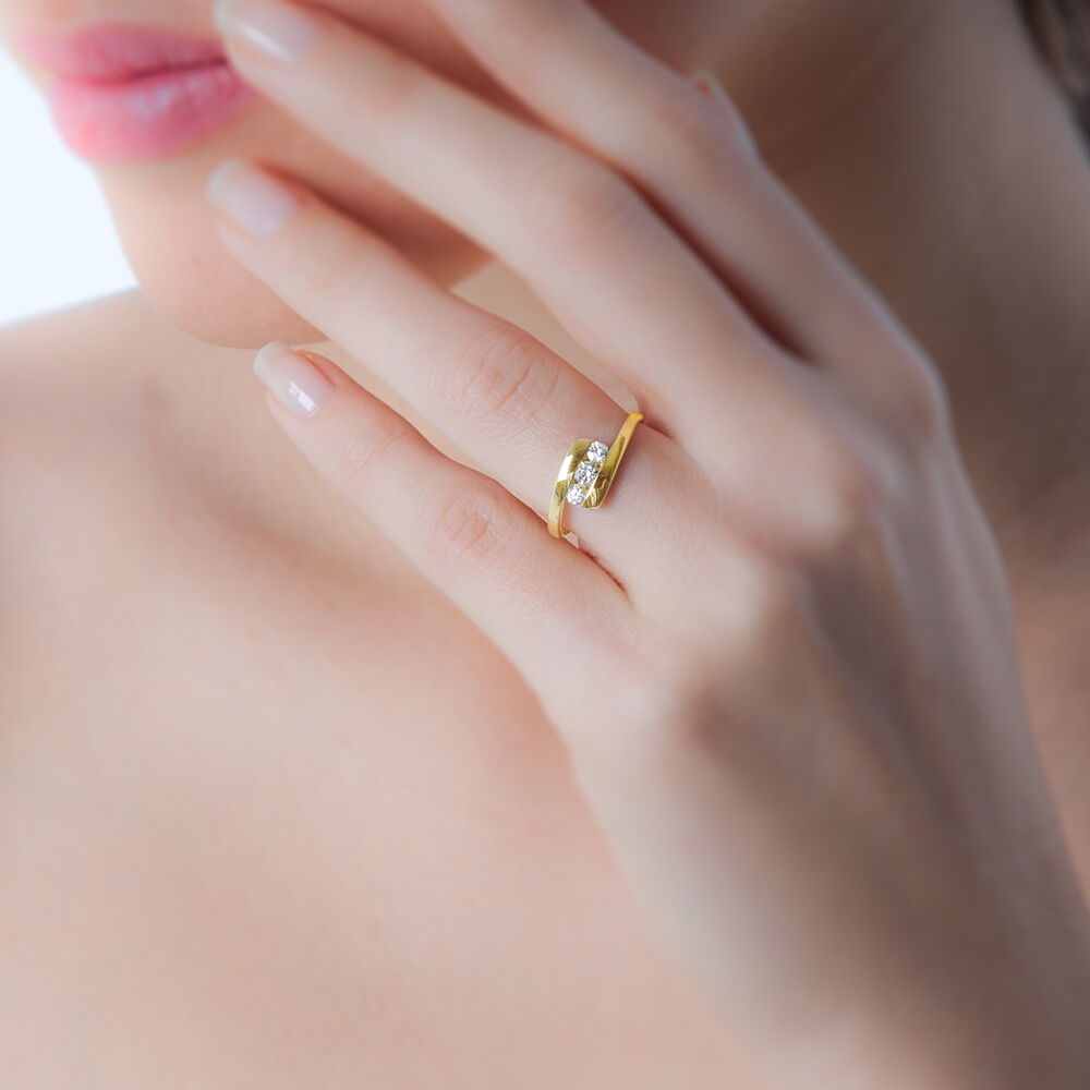 Bague trilogie diamant or jaune Outlet