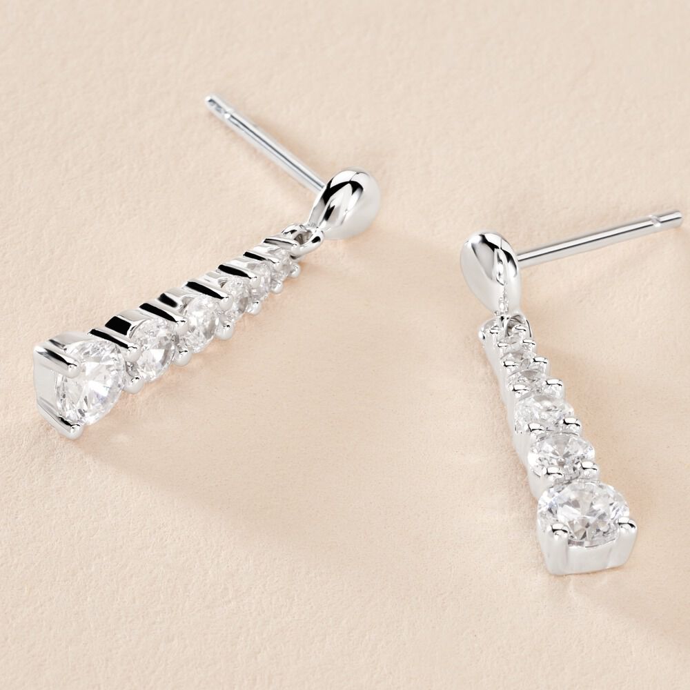 Boucles D'oreilles Pendantes Dervla Argent Rhodié Oxyde De Zirconium - Pendantes Femme | Marc Orian