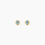 Boucles D'Oreilles Puces Argent Jaune 925/1000 Cercle Topaze Bleu Sky - Puces Femme | Marc Orian