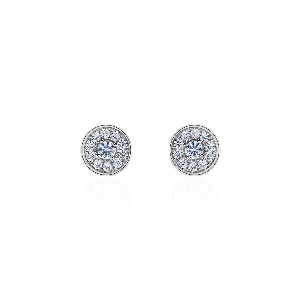 Boucles D'oreilles Puces Auxana Argent Blanc Oxyde De Zirconium - Puces Femme | Marc Orian