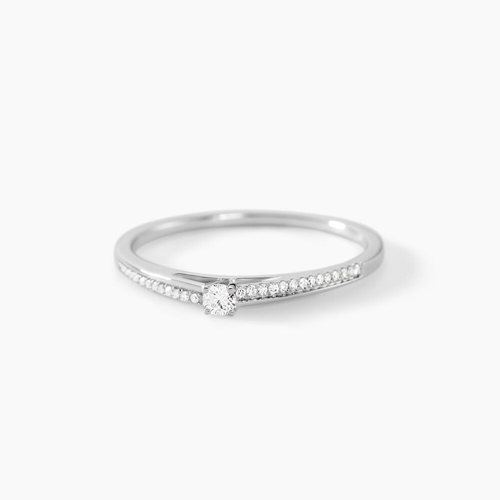 Bague Solitaire Alexandra Or Blanc Diamant - Parures de mariage Femme | Marc Orian