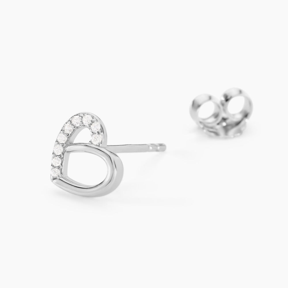 Boucles D'oreilles Puces Dorthea Argent Blanc Oxyde De Zirconium - Puces Femme | Marc Orian