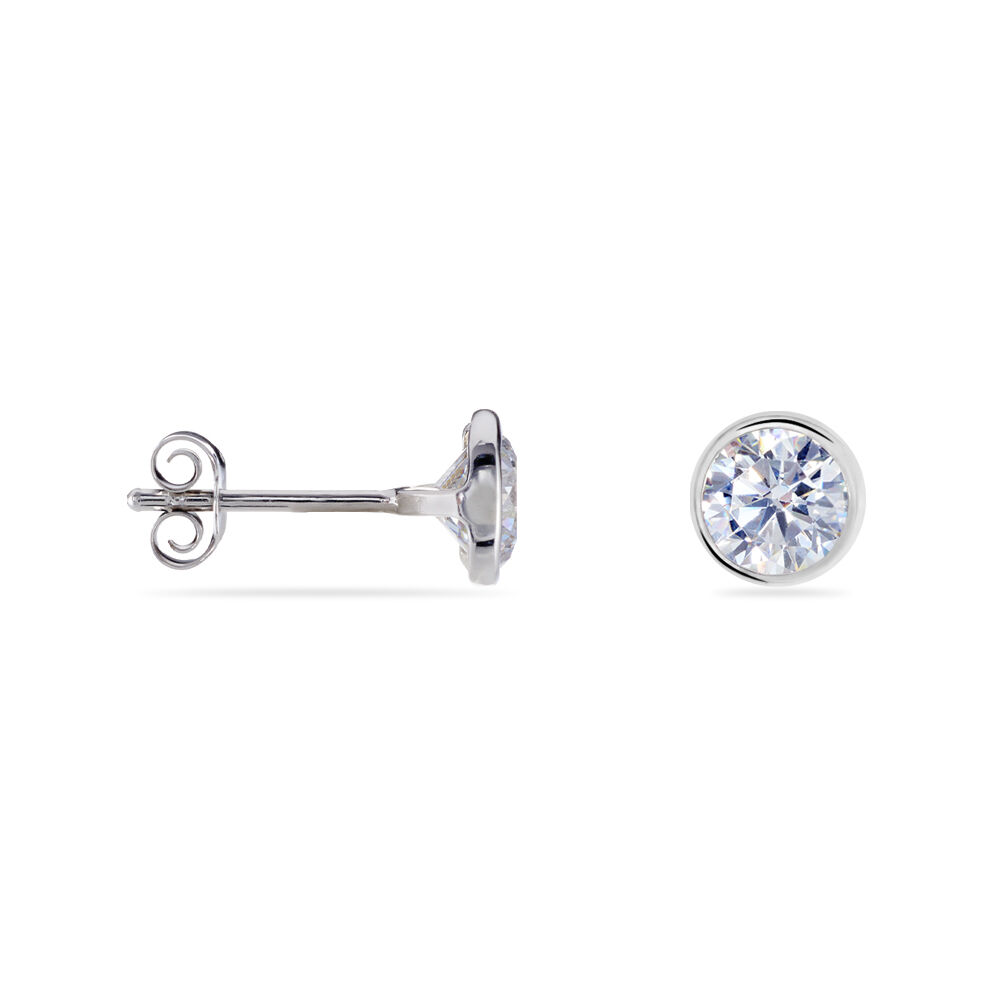 Boucles D'oreilles Pendantes Abha Argent Blanc Oxyde De Zirconium - Puces Femme | Marc Orian