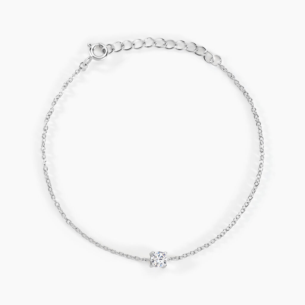 Bracelet Court Argent Blanc Lylwenn Oxyde De Zirconium - Bracelets chaînes Femme | Marc Orian