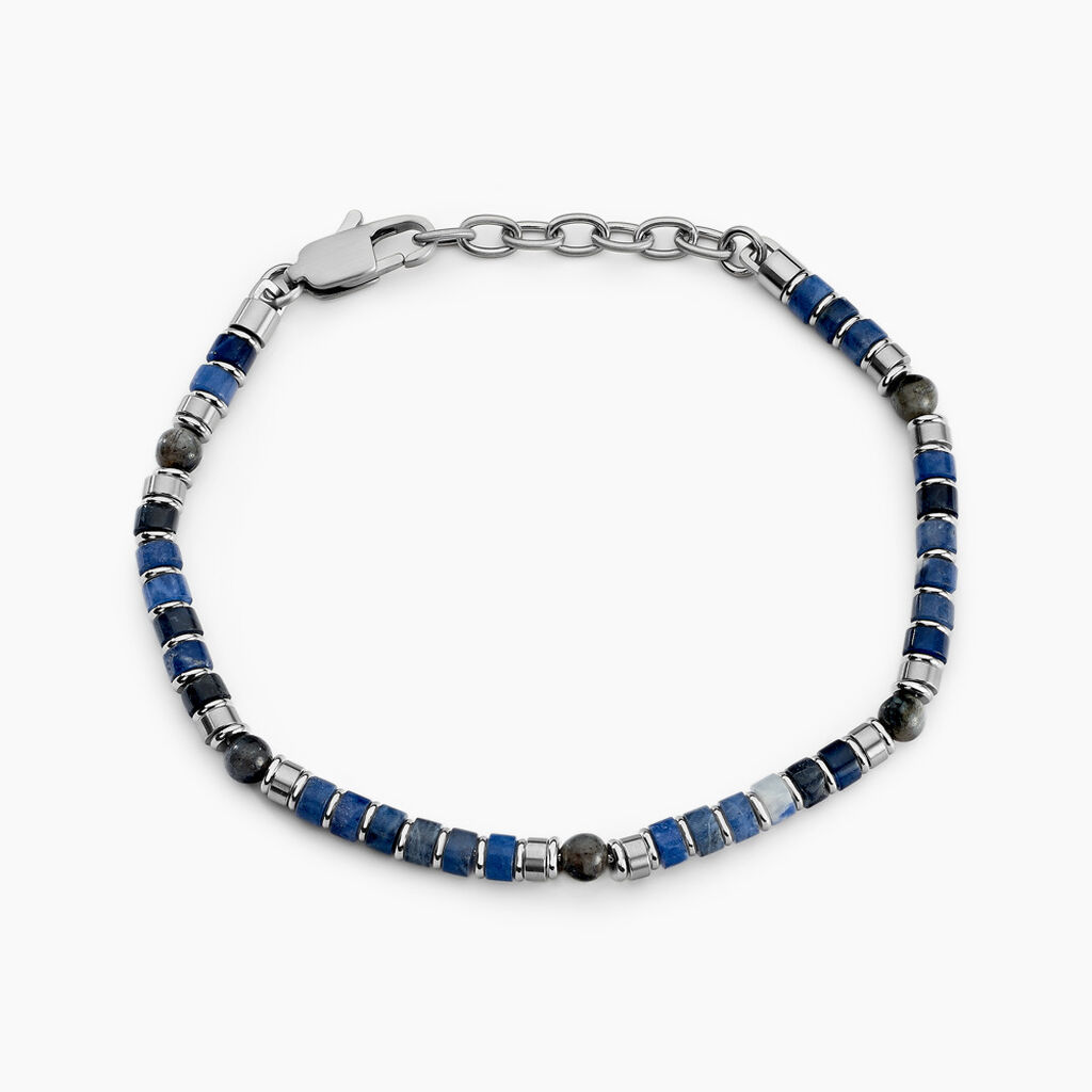Bracelet Nairobi Acier Blanc Sodalite Labradorite - Bracelets chaînes Homme | Marc Orian