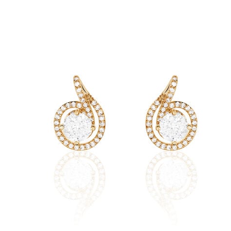 Boucles D'oreilles Puces Florentina Plaqué Or Jaune Oxyde De Zirconium - Puces Femme | Marc Orian