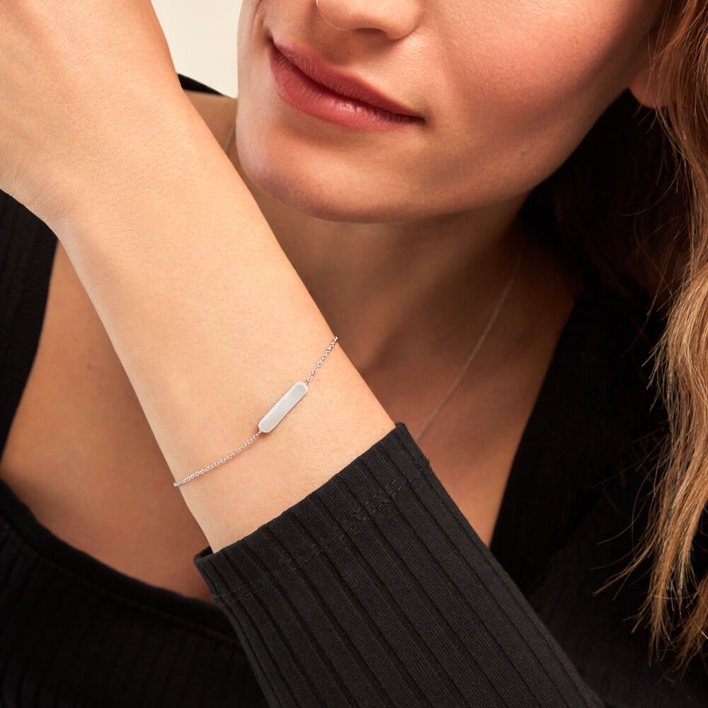 Bracelet Saddie Argent Blanc - Bracelets chaînes Femme | Marc Orian