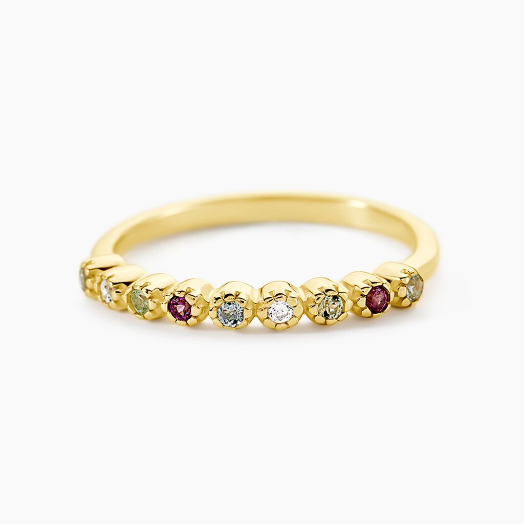 Bague Poem Argent Jaune Oxyde De Zirconium P&eacute;ridot Rhodolite - Bijoux fantaisie Femme | Marc Orian