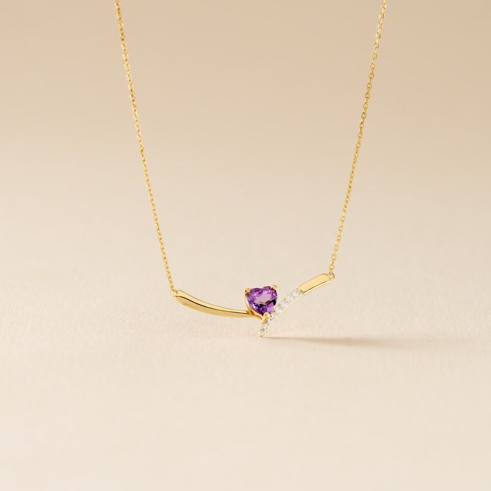 Collier Eva Or Jaune Amethyste Et Oxyde De Zirconium - Colliers avec pierres Femme | Marc Orian