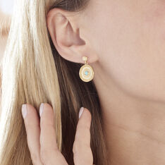 Boucles D'oreilles Pendantes Mora Plaque Or Jaune Amazonite - Boucles d'oreilles Pendantes Femme | Marc Orian