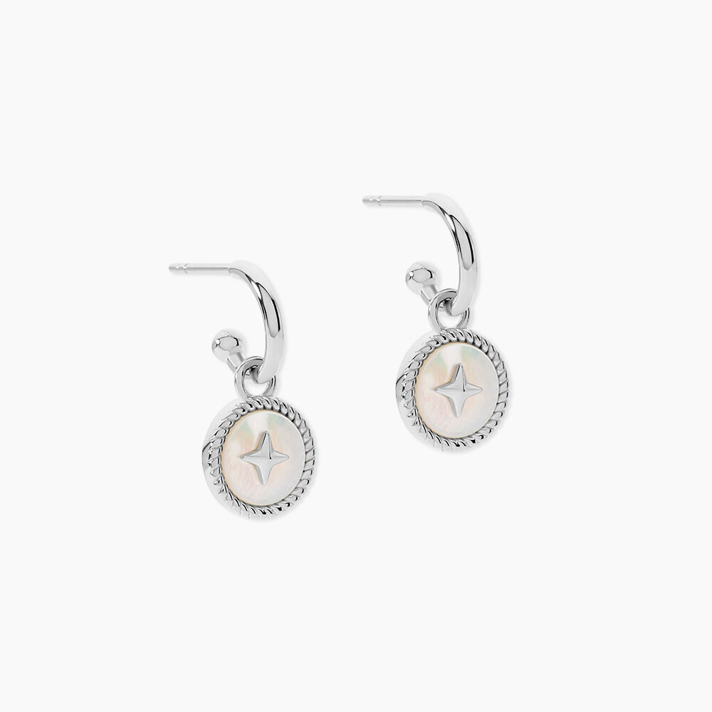Cr&eacute;oles Izarra Argent Blanc Nacre - Boucles d'oreilles pampille Femme | Marc Orian