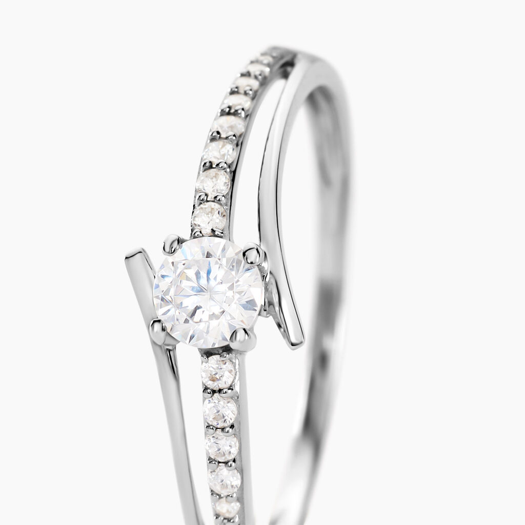 Bague April Or Blanc Oxyde De Zirconium - Bagues Solitaire Femme | Marc Orian