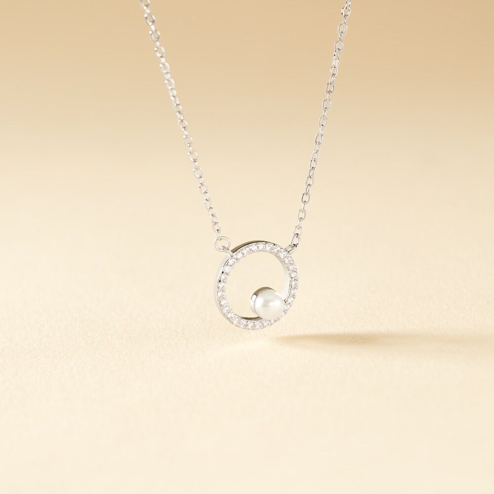 Collier Marthe Argent Blanc Perle De Culture Et Oxyde De Zirconium - Colliers avec pierres Femme | Marc Orian