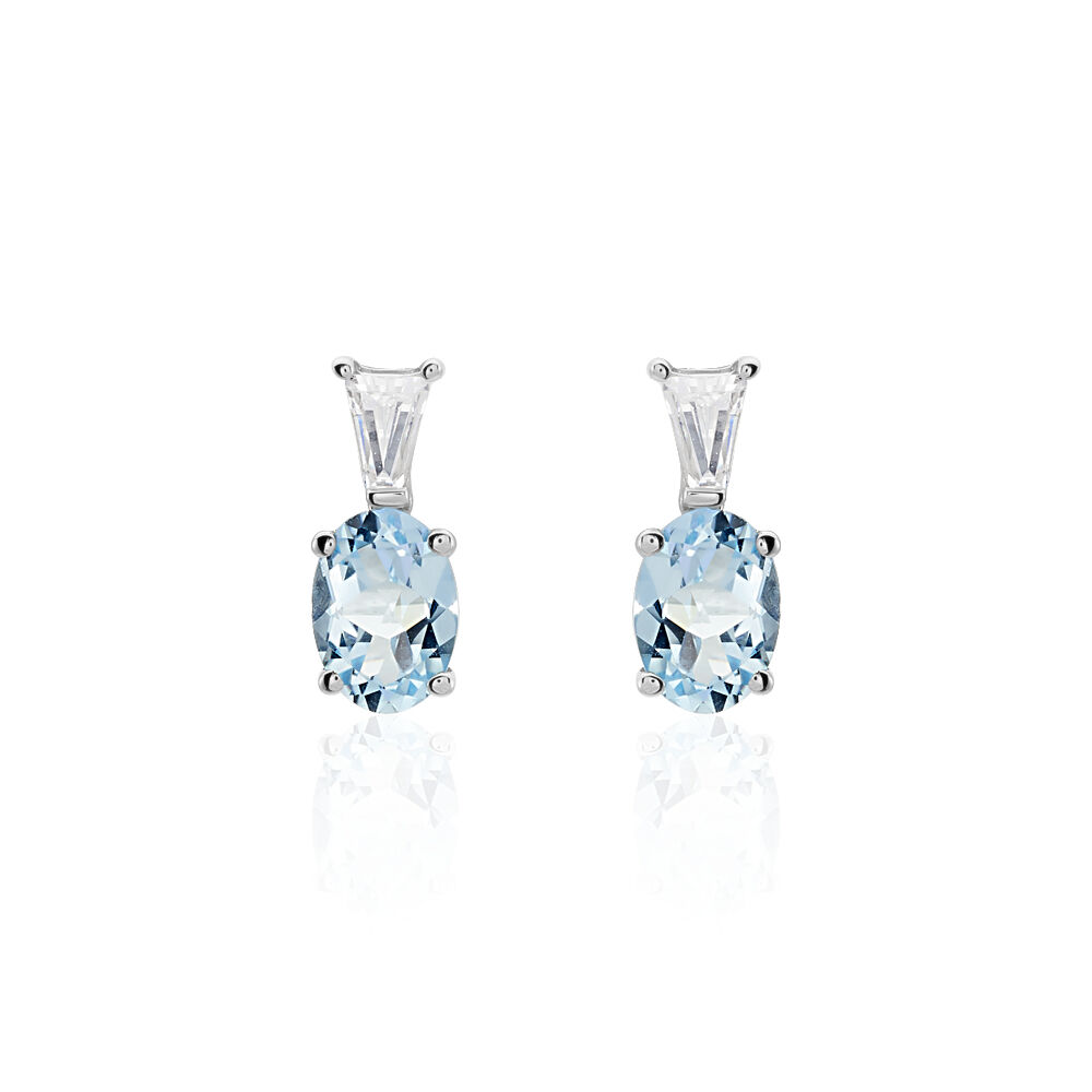 Boucles D'oreilles Puces Annchen Or Blanc Topaze Et Oxyde De Zirconium - Puces Femme | Marc Orian