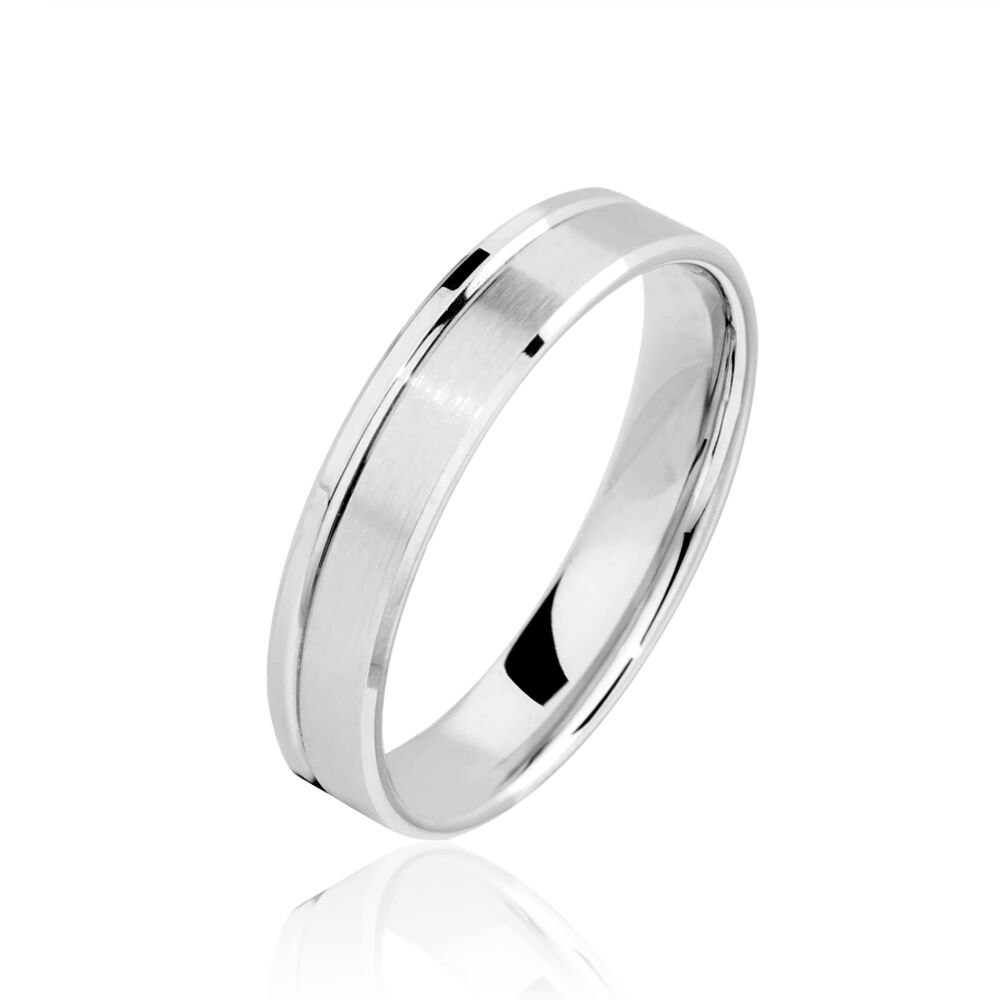 Alliance Polie Brossee Ruban Plat Or Blanc - Alliances duo Unisex | Marc Orian