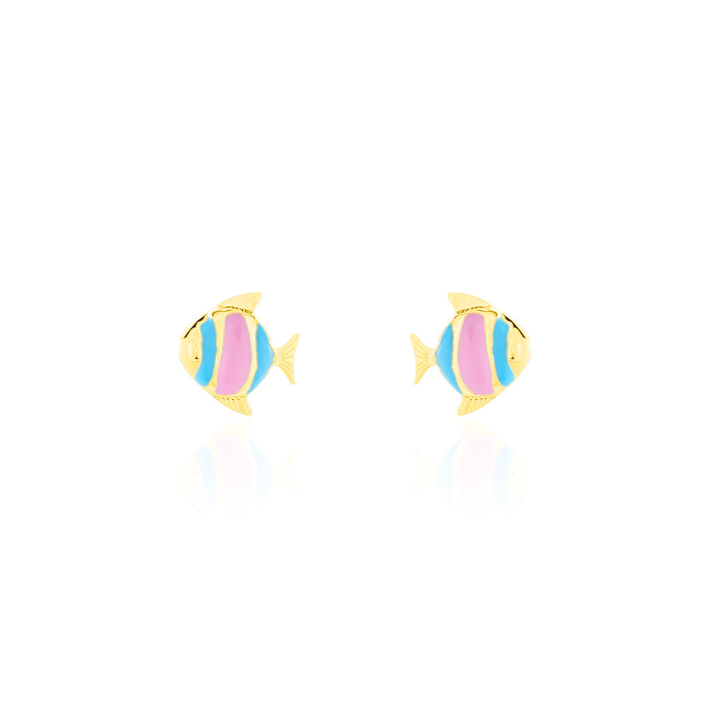 Boucles D'oreilles Puces Poisson Or Jaune - Puces Enfant | Marc Orian