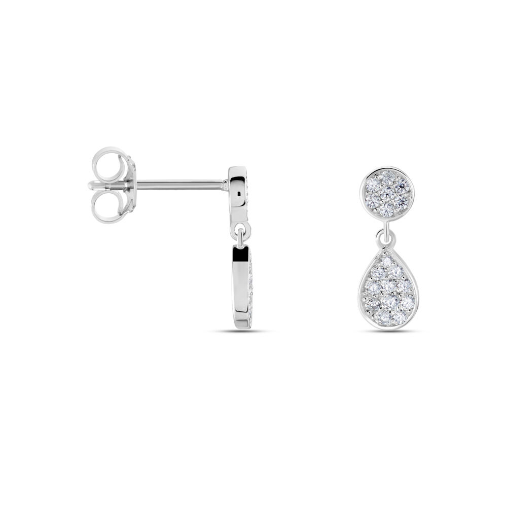 Boucles D'oreilles Pendantes Aletha Argent Blanc Oxyde De Zirconium - Pendantes Femme | Marc Orian