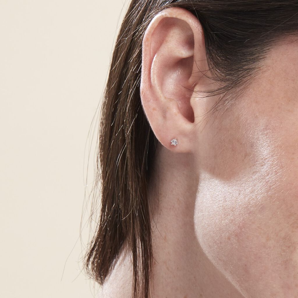 Boucles D'oreilles Puces Allison Argent Blanc Oxyde De Zirconium - Clous d'oreilles Femme | Marc Orian