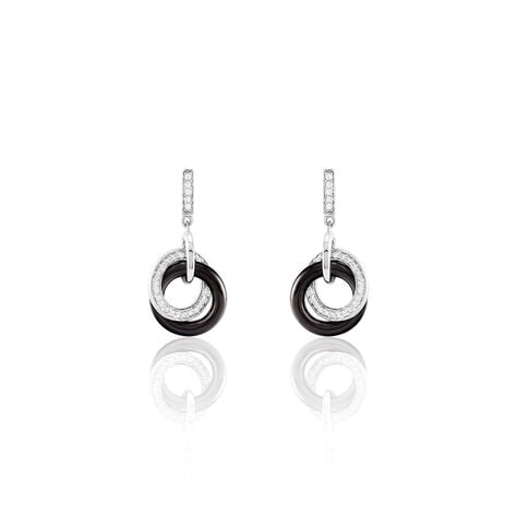 Boucles D'oreilles Pendantes You&me Argent Blanc C&eacute;ramique Et Oxyde - Pendantes Femme | Marc Orian