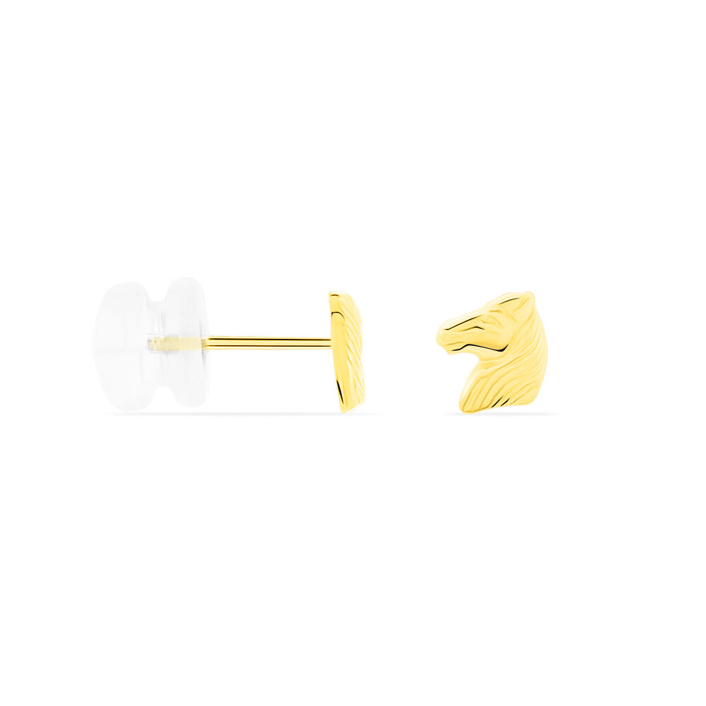Boucles D'oreilles Puces Freyia Cheval Or Jaune - Puces Femme | Marc Orian