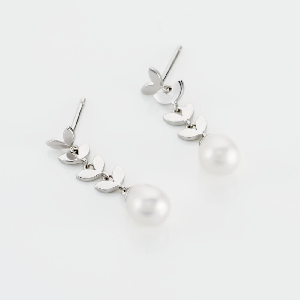 Boucles D'oreilles Pendantes Giacobbe Argent Blanc Perle De Culture -  Femme | Marc Orian