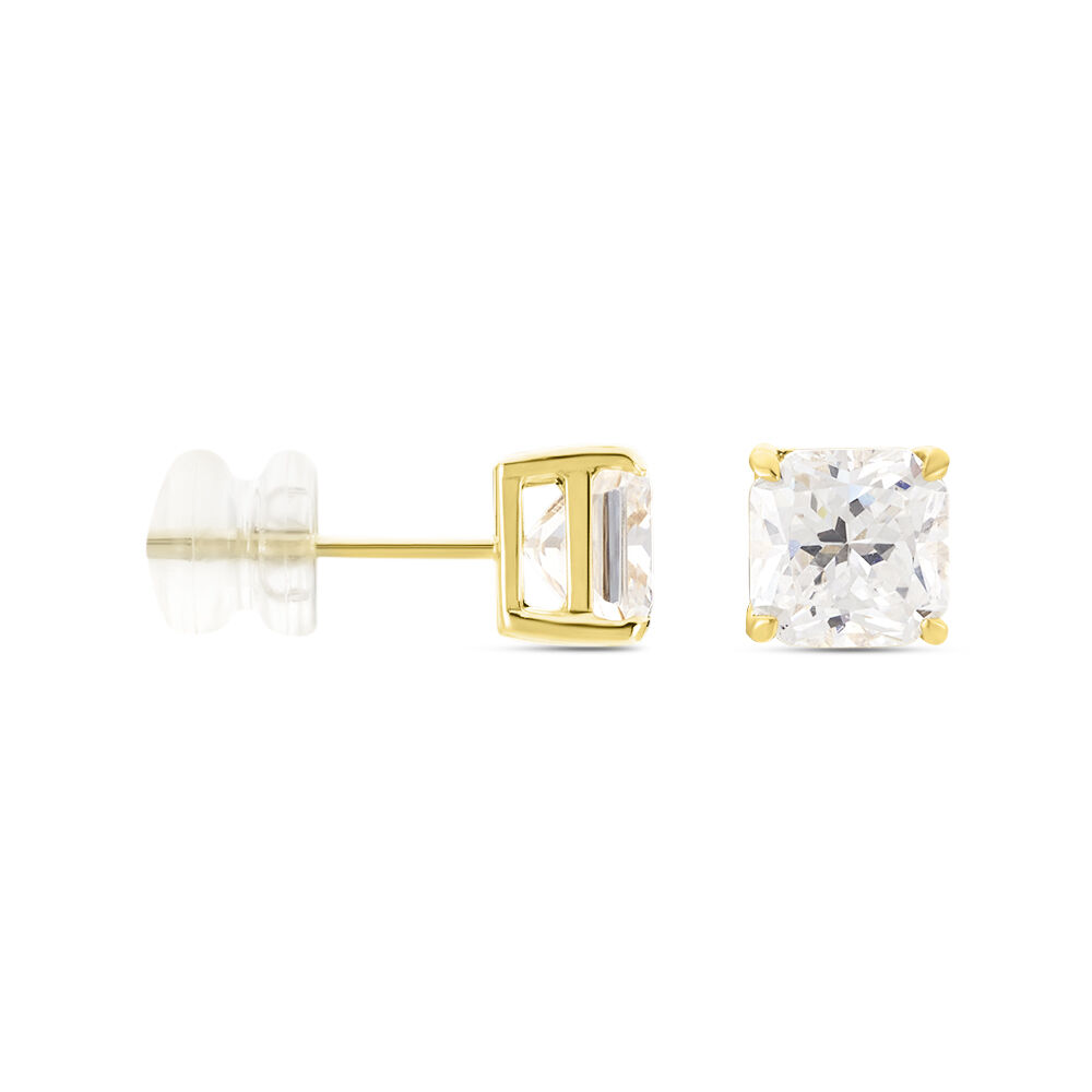 Boucles D'oreilles Puces Doreen Carre Or Jaune Oxyde De Zirconium - Puces Femme | Marc Orian