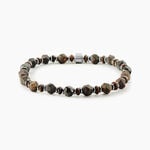 Bracelet Jourdan Acier Blanc Pierre De Synthese Bronzite - Bracelets cha&icirc;nes Homme | Marc Orian