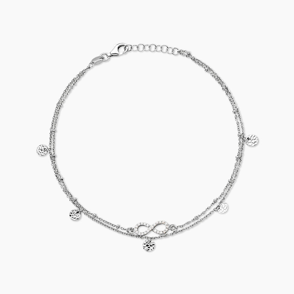 Cha&icirc;ne De Cheville Argent Blanc Roschen Oxydes De Zirconium - Chaines de cheville Femme | Marc Orian