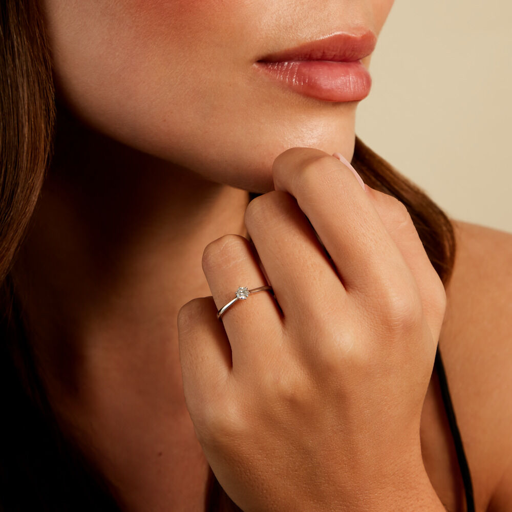 Bague Athena Platine Blanc Diamant - Solitaires Femme | Marc Orian