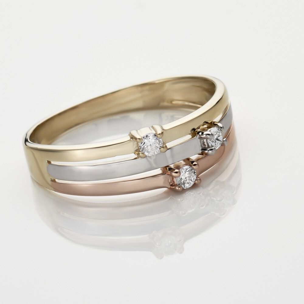 Bague Superposition Or Tricolore Diamant - Bagues 3 anneaux Femme | Marc Orian