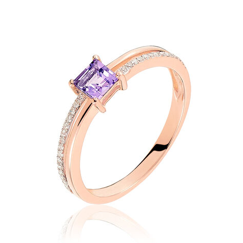 Bague Or Rose Amethyste Et Diamant - Bagues pierres fines Femme | Marc Orian