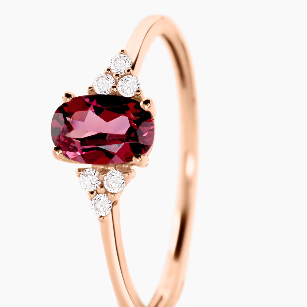 Bague Diapre Or Rose Rhodolite Oxyde De Zirconium - Bagues avec pierre Femme | Marc Orian