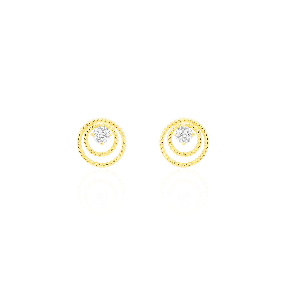 Boucles D'oreilles Puces Carlia Or Jaune Oxyde De Zirconium - Puces Femme | Marc Orian