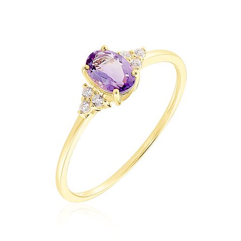 Bague Diapre Or Jaune Améthyste Oxyde De Zirconium - Bagues pierres fines Femme | Marc Orian