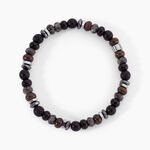 Bracelet Naturel Acier Argent&eacute; Agate Labradorite Bronzite - Bracelets cha&icirc;nes Homme | Marc Orian