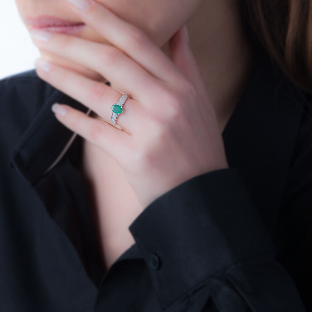 Bague Crista Or Blanc Emeraude Et Diamant - Bagues vintage Femme | Marc Orian