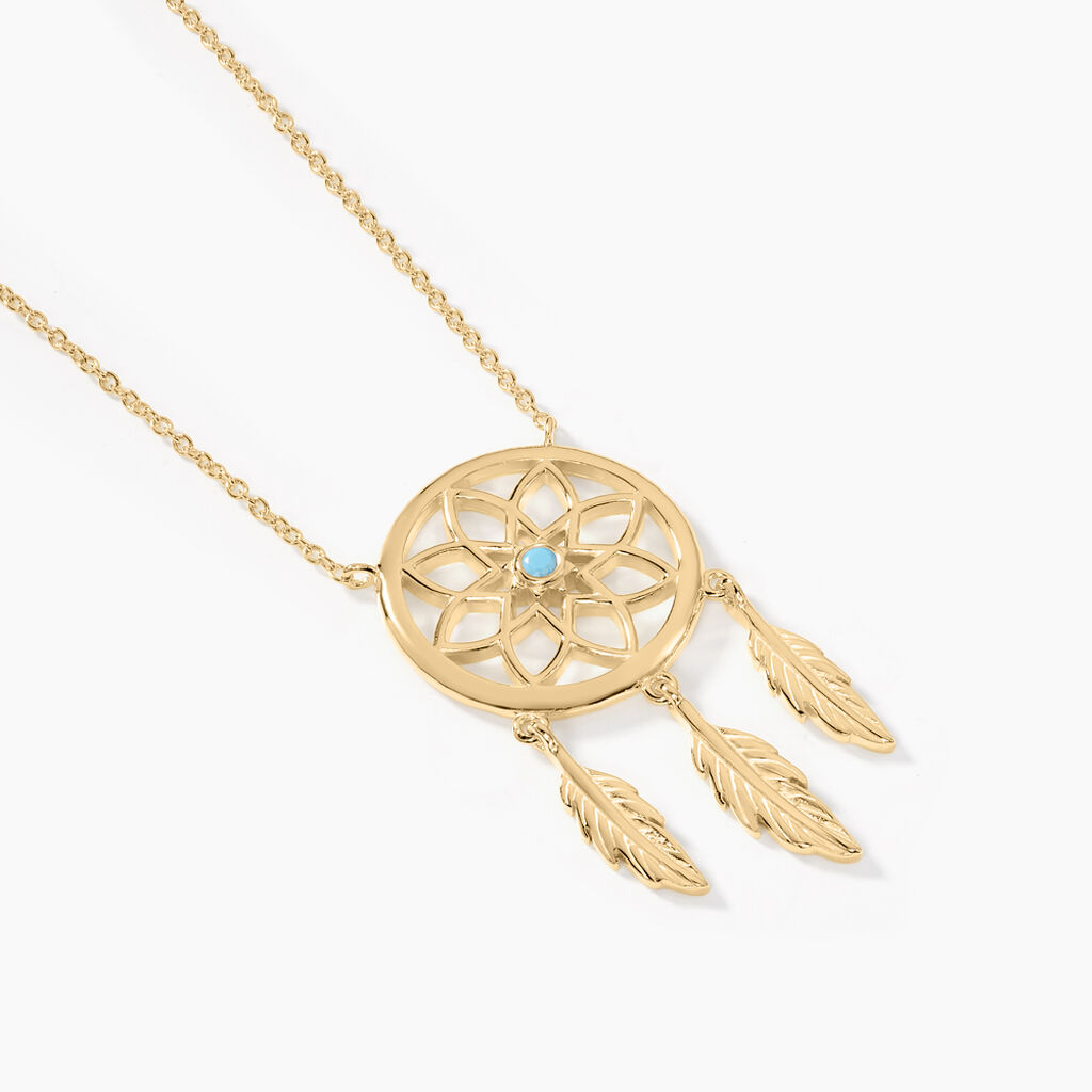 Collier Plaqué Or Jaune Attrape Rêves Turquoise - Colliers Femme | Marc Orian