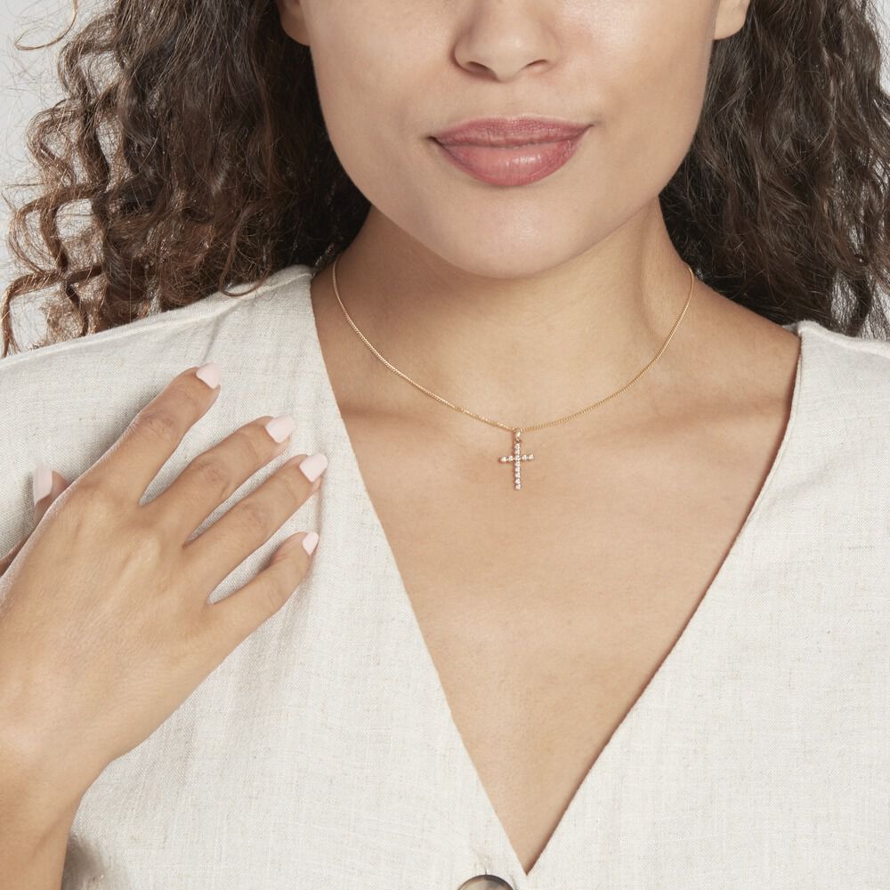 Pendentif Canice Croix Or Jaune Oxyde De Zirconium - Pendentifs Femme | Marc Orian