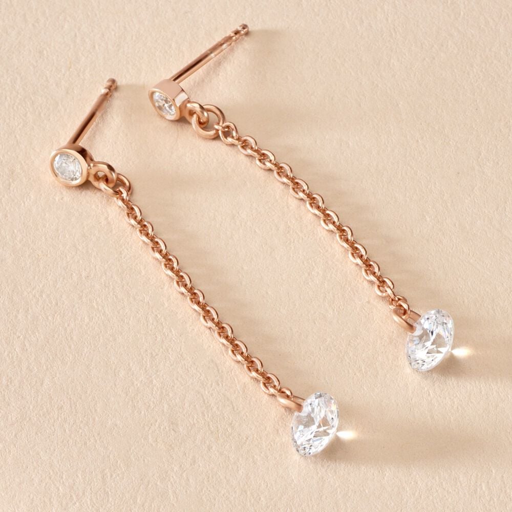 Boucles D'oreilles Pendantes Constantin Argent Rose Oxyde De Zirconium - Pendantes Femme | Marc Orian