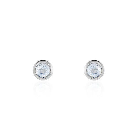 Boucles D'oreilles Puces Edy Serti Clos Or Blanc Topaze - Puces Femme | Marc Orian