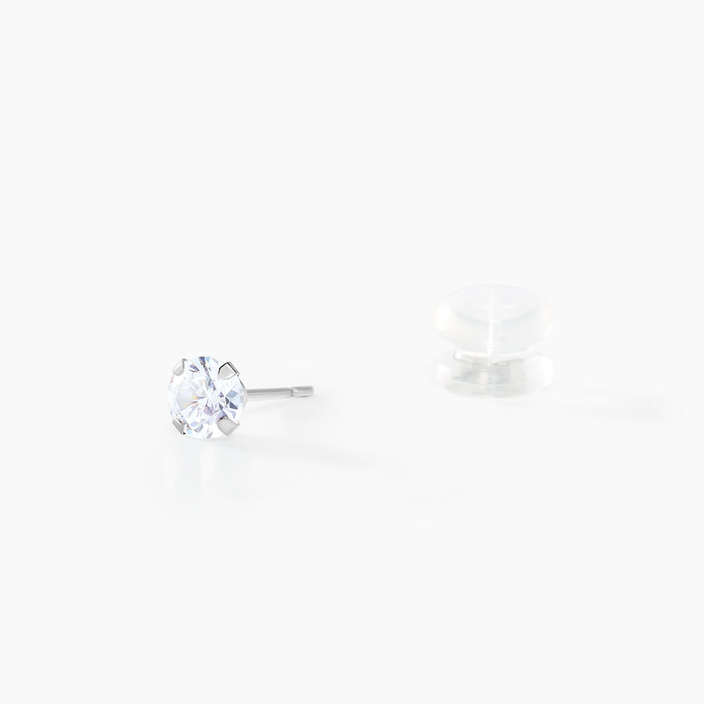 Boucles D'oreilles Puces Eddie Or Blanc Oxyde De Zirconium - Puces Femme | Marc Orian