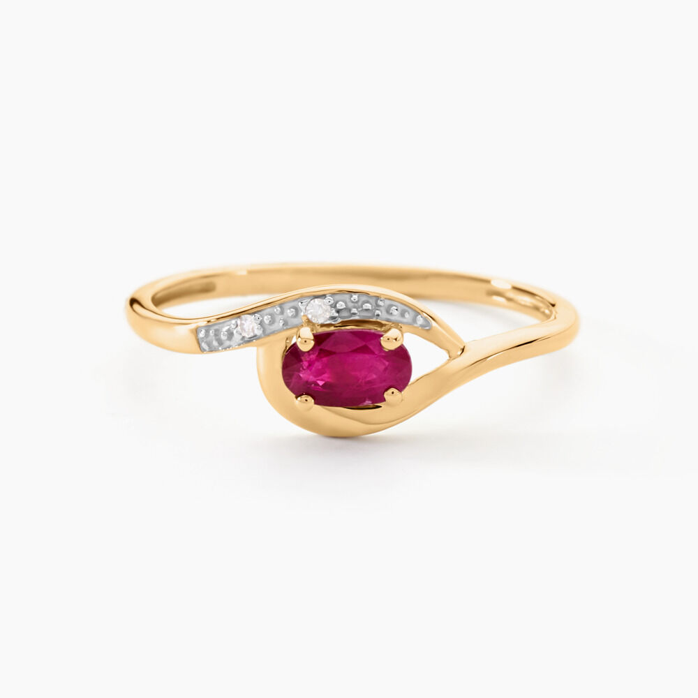 Bague Emotion Or Jaune Rubis Diamant - Bagues vintage Femme | Marc Orian