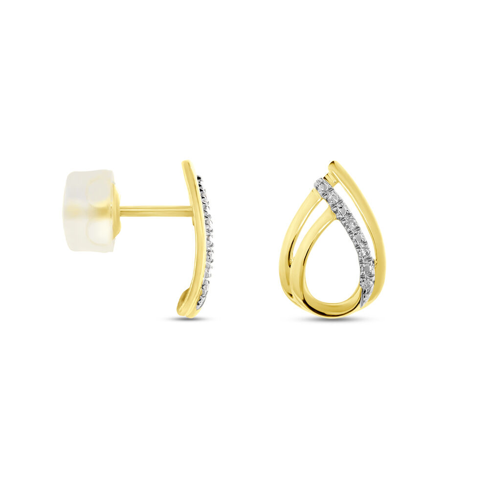 Boucles D'oreilles Puces Marilynn Or Bicolore Diamant Blanc -  Femme | Marc Orian
