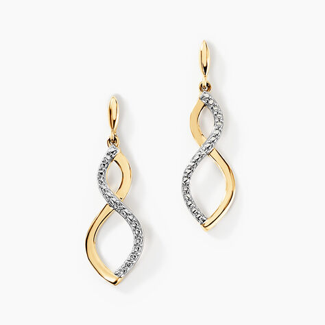 Boucles D'oreilles Pendantes Taimi Or Jaune Diamant - Boucles d'oreilles pierres précieuses Femme | Marc Orian